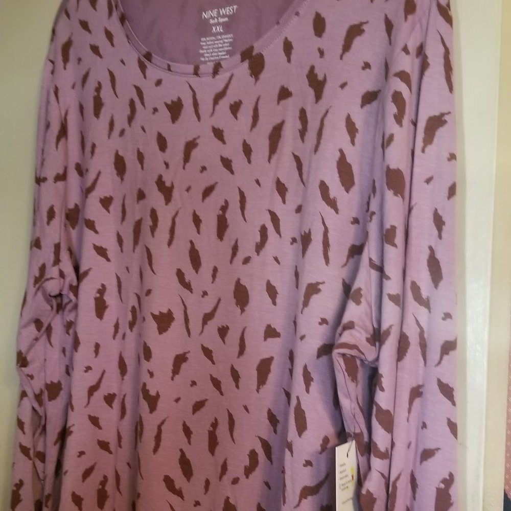 Nine West Soft Spun Long Sleeve tee XXL Purple New with Tags